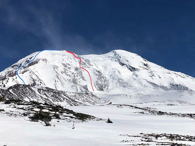 Mt. Adams, Washington - Adams Glacier Headwall "Ice Extension" (IV, AI3+, 55 deg snow) 06/09/2019 - A perspective by Eric Hardson and Noah Kimmes